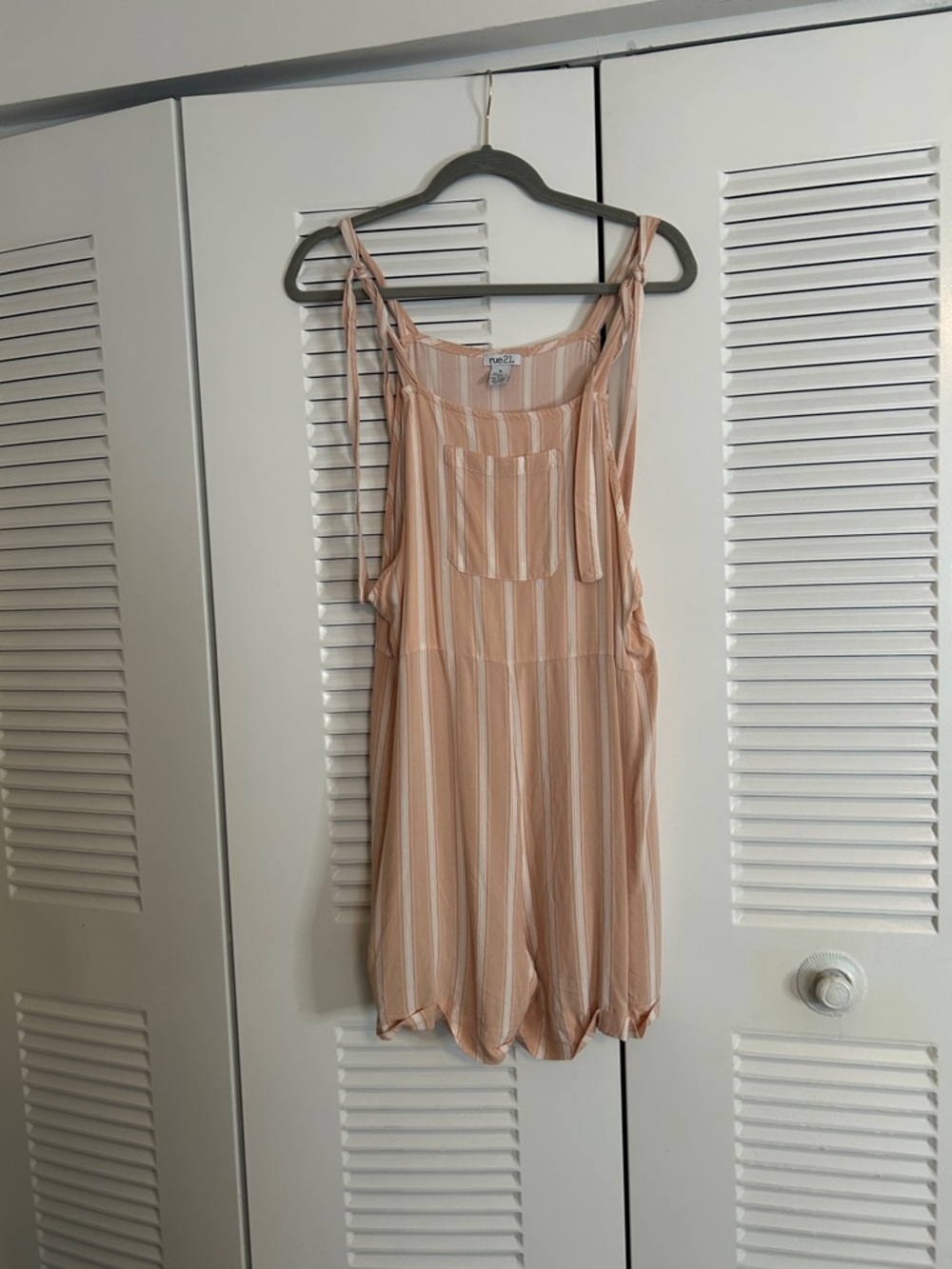 Rue21 Peach and White Striped Romper